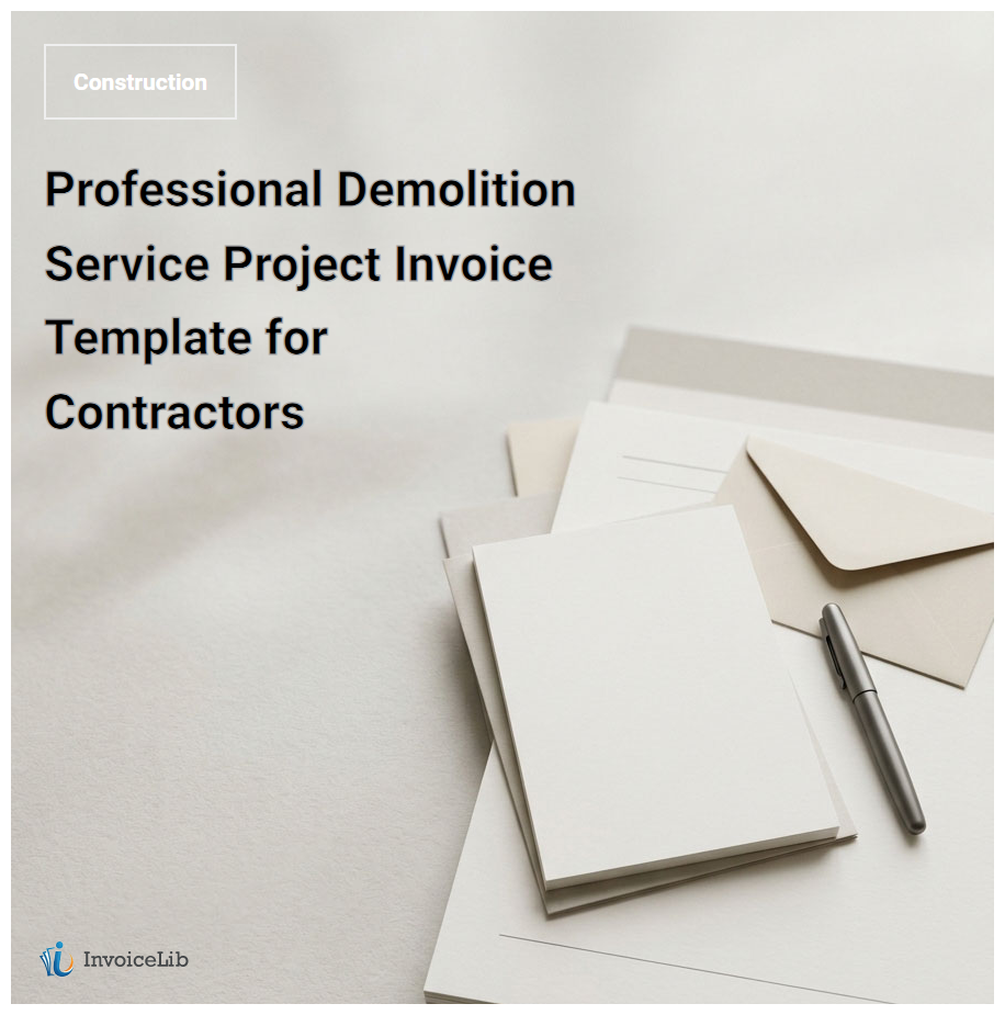 Professional Demolition Service Project Invoice Template for Contractors