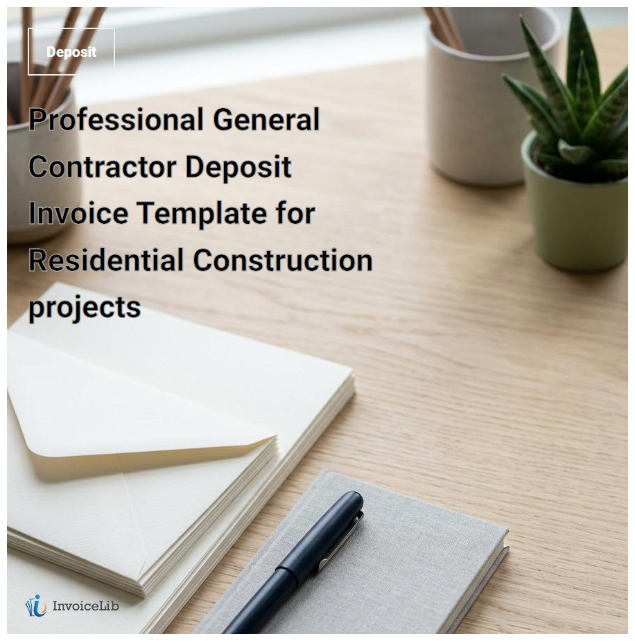 Professional General Contractor Deposit Invoice Template for Residential Construction projects