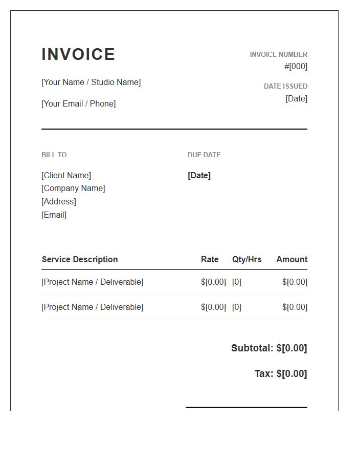 Copywriter Professional Invoice Template