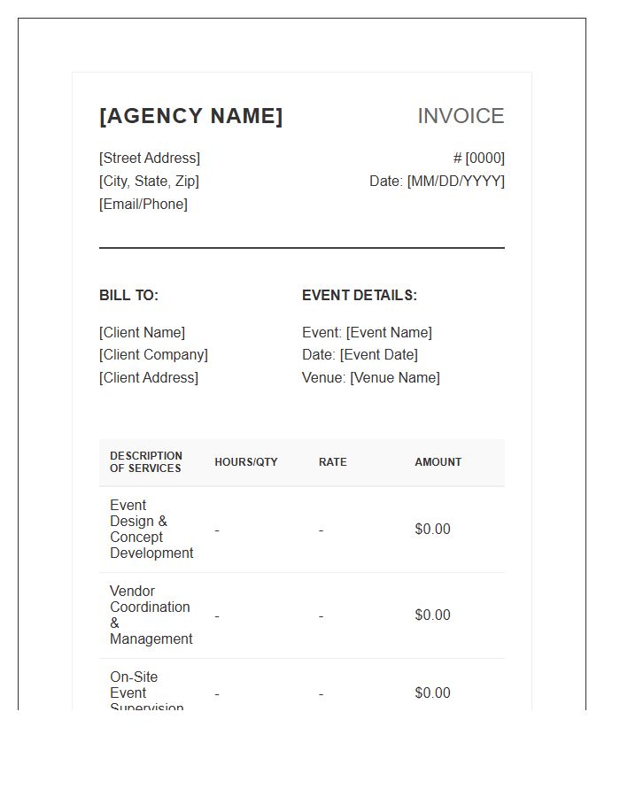 Event Planner Invoice Template Professional