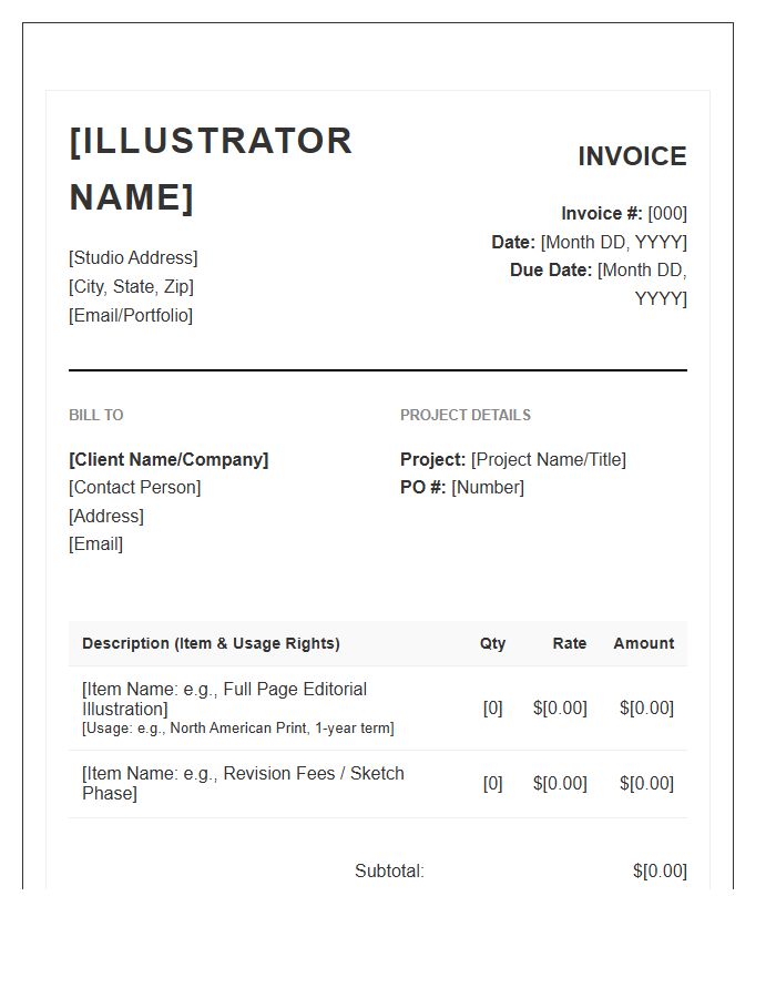 Professional Illustrator Invoice Template