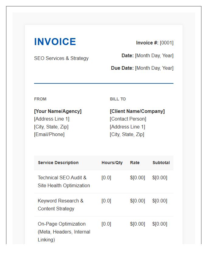 SEO Specialist Invoice Template Professional