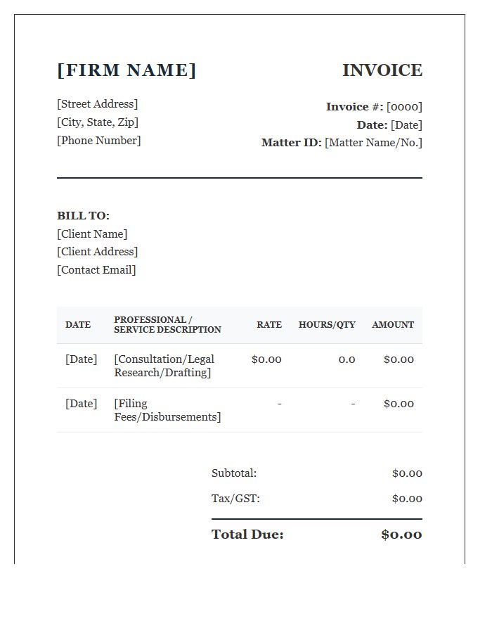 Boutique Legal Consulting Firm Invoice Template