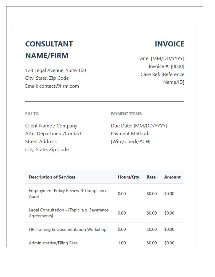 Employment Law Consulting Service Invoice Template