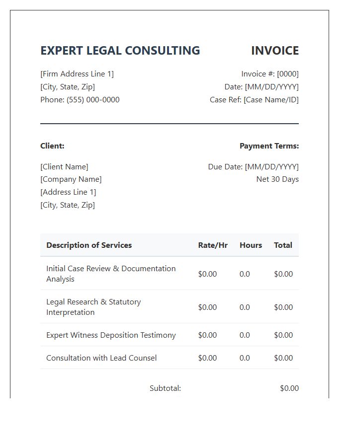 Expert Legal Consulting Service Invoice Template