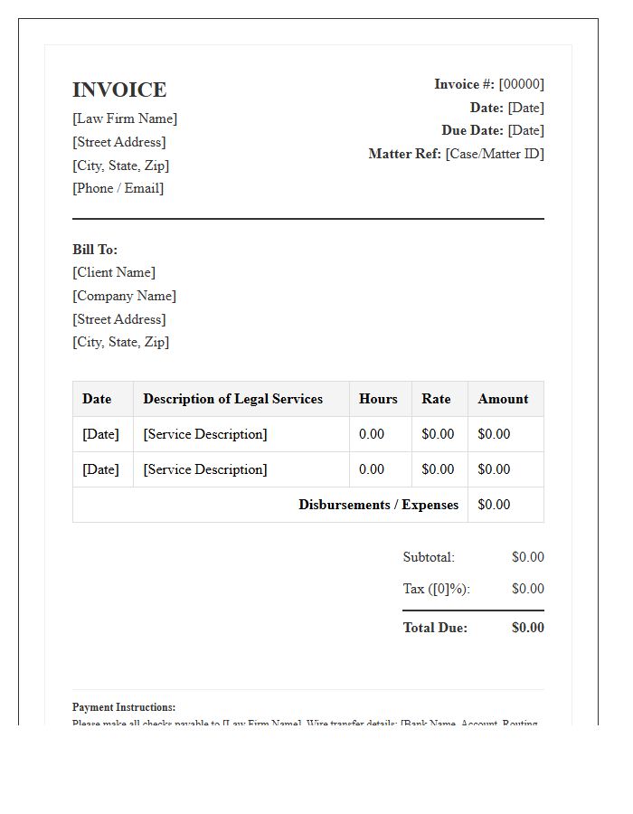 Formal Legal Consulting Service Invoice Template