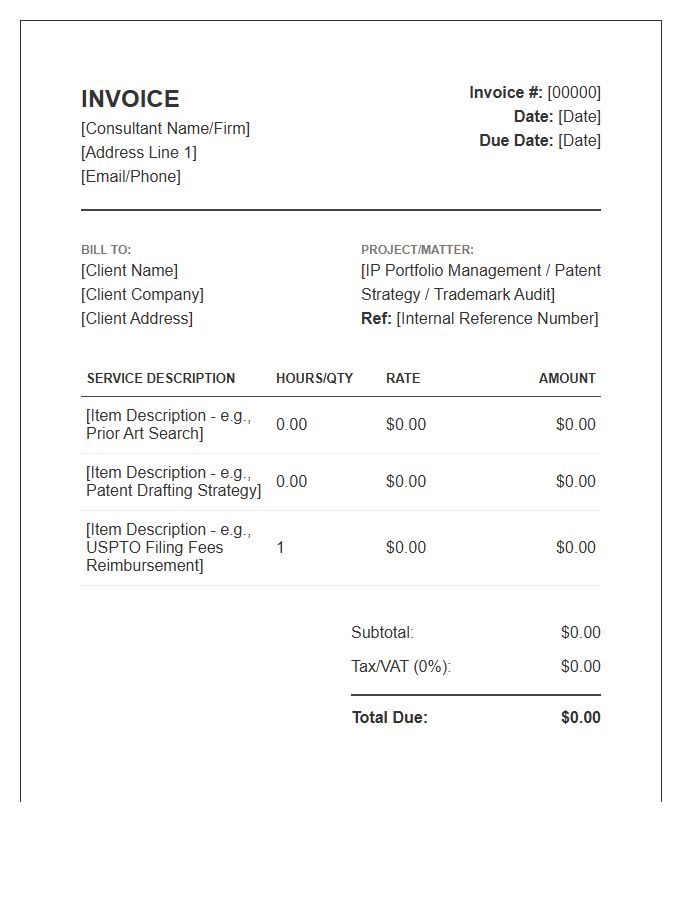 Intellectual Property Consulting Invoice Template