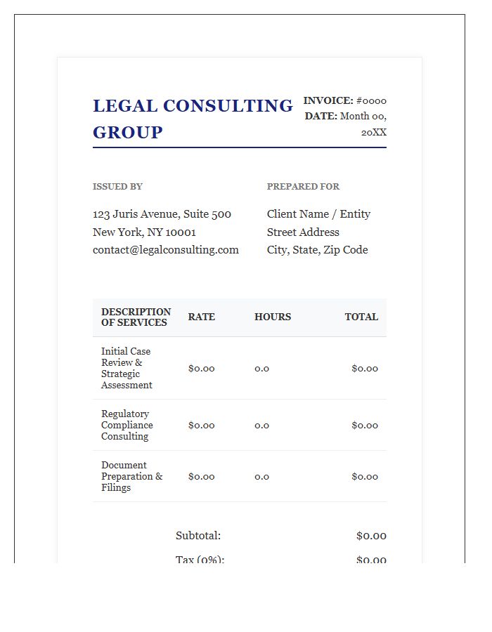 Premium Legal Consulting Service Invoice Template
