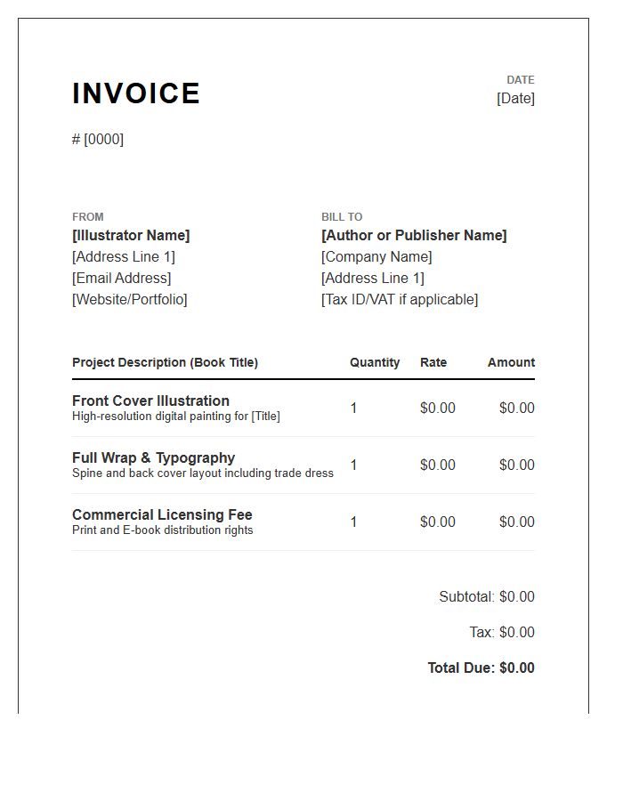 Book Cover Illustration Invoice Template