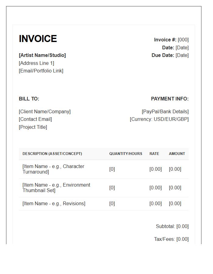 Concept Art Payment Invoice Template