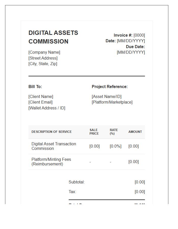 Digital Assets Commission Invoice Template