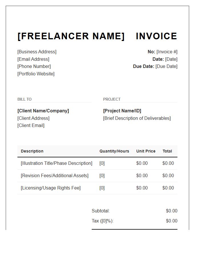 Freelance Illustrator Payment Invoice Template