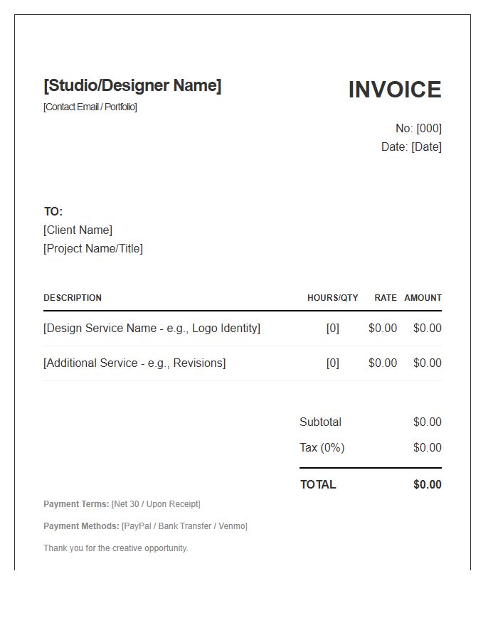 Graphic Design Commission Invoice Template