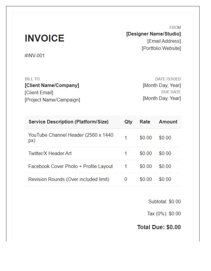 Social Media Banner Art Invoice Template