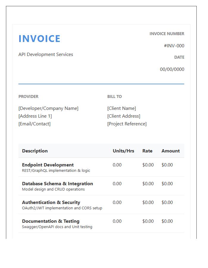 Application Programming Interface Development Invoice Template