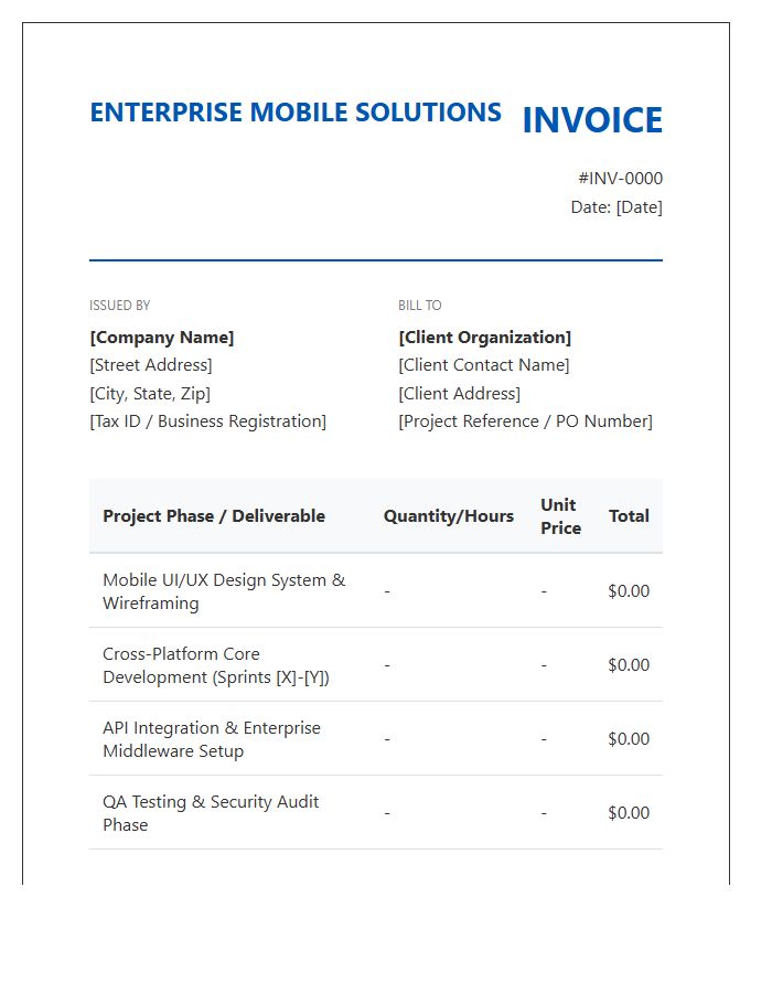 Enterprise Mobile Solution Project Invoice Template