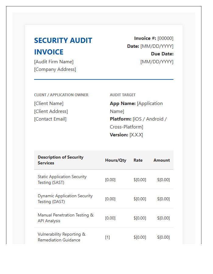 Mobile App Security Audit Invoice Template