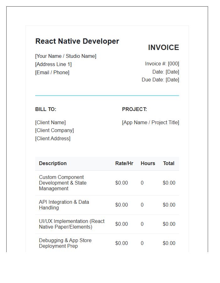 React Native Development Professional Invoice Template