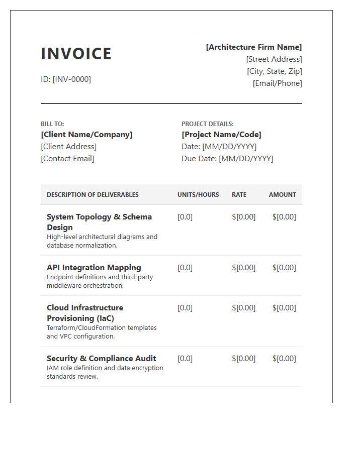 Technical Architecture Design Invoice Template
