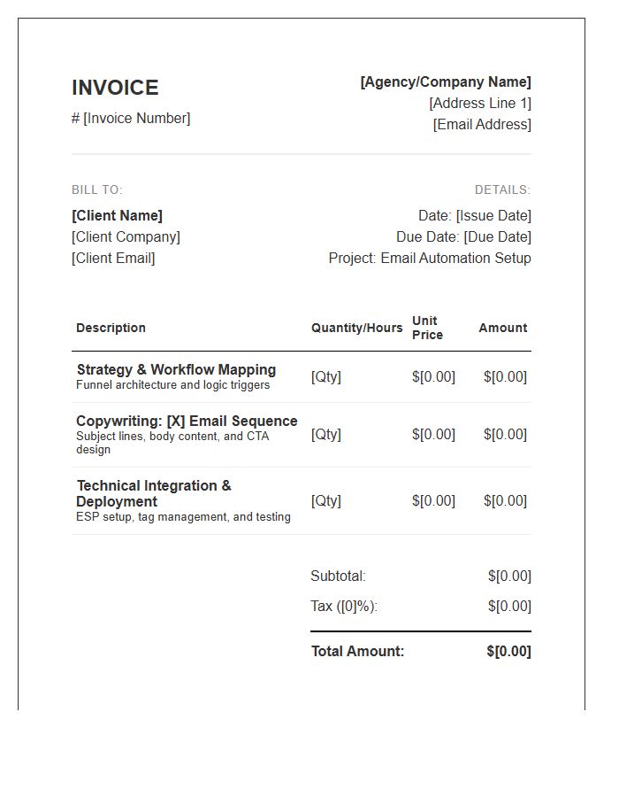 Automated Email Sequence Setup Invoice Template
