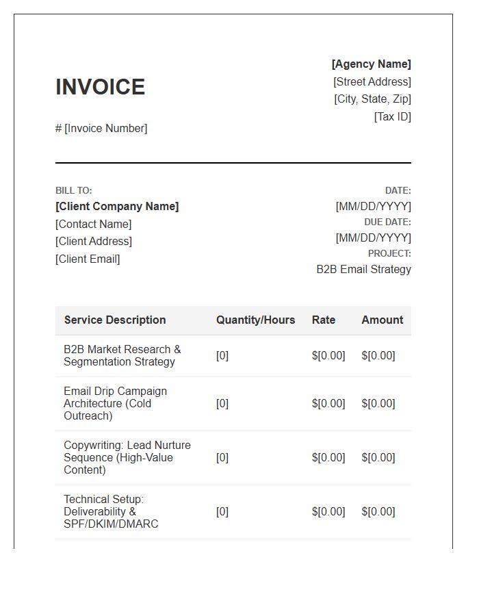B2B Email Marketing Strategy Invoice Template