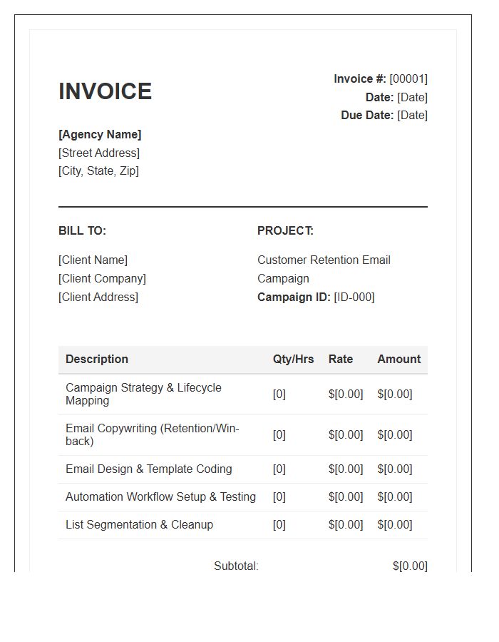 Customer Retention Email Campaign Invoice Template