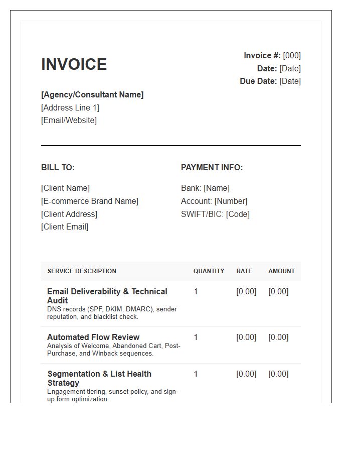 Ecommerce Email Marketing Audit Invoice Template