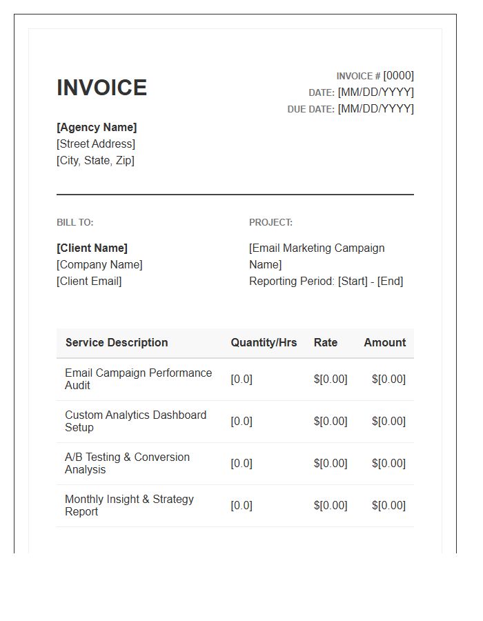 Email Analytics And Reporting Invoice Template