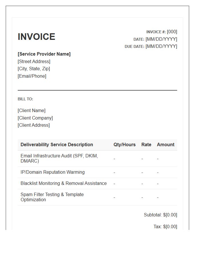 Email Deliverability Optimization Service Invoice Template