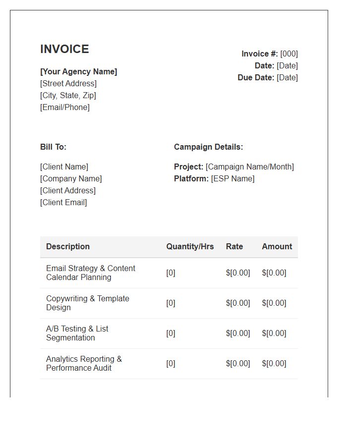 Email Marketing Campaign Management Invoice Template