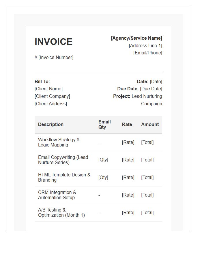 Lead Nurturing Email Workflow Invoice Template