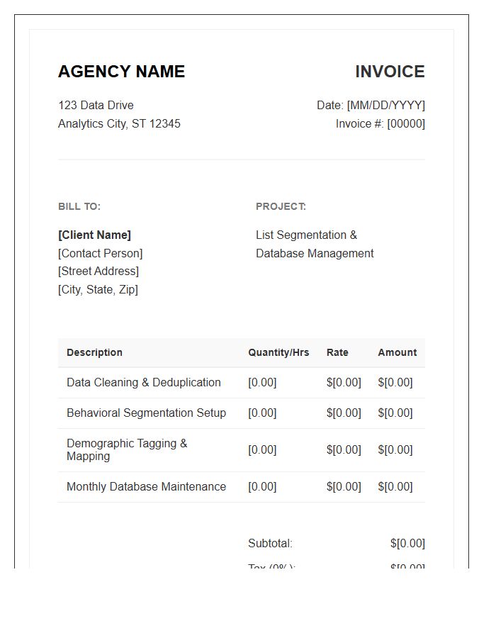 List Segmentation And Management Invoice Template
