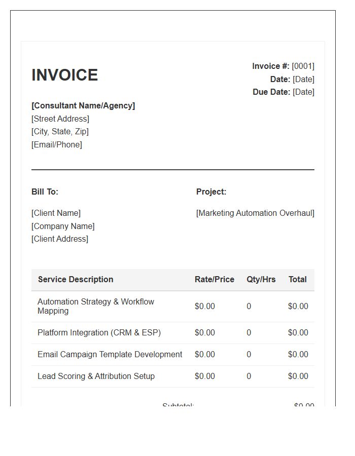 Marketing Automation Consultant Service Invoice Template