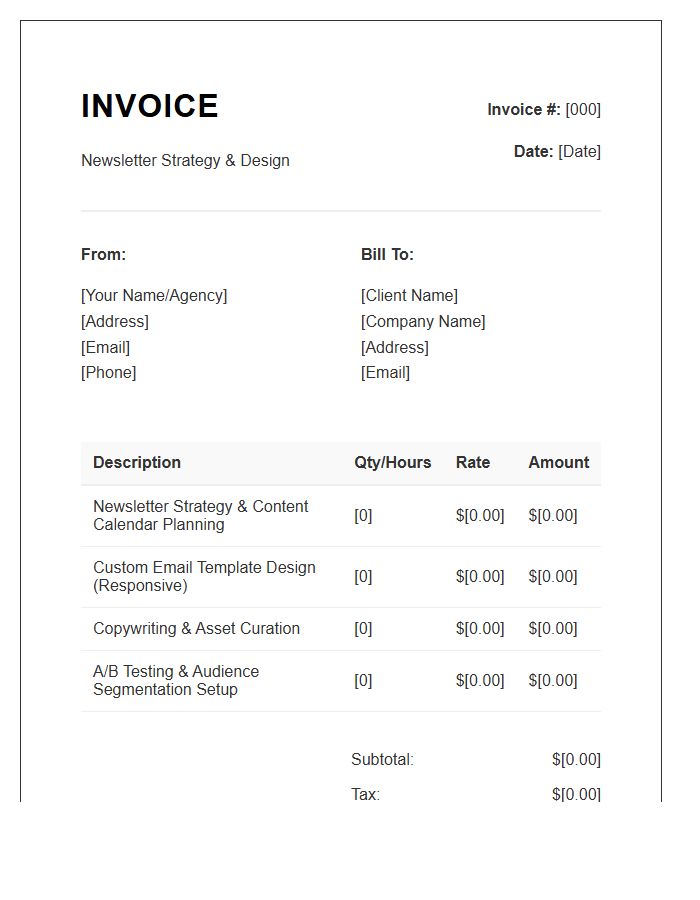 Newsletter Design And Strategy Invoice Template