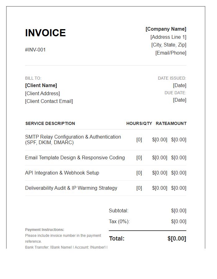 Transactional Email Setup Service Invoice Template