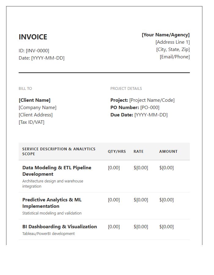 Advanced Data Analytics Professional Invoice Template