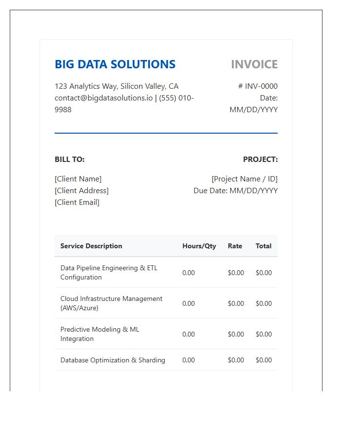 Big Data Solutions Professional Invoice Template