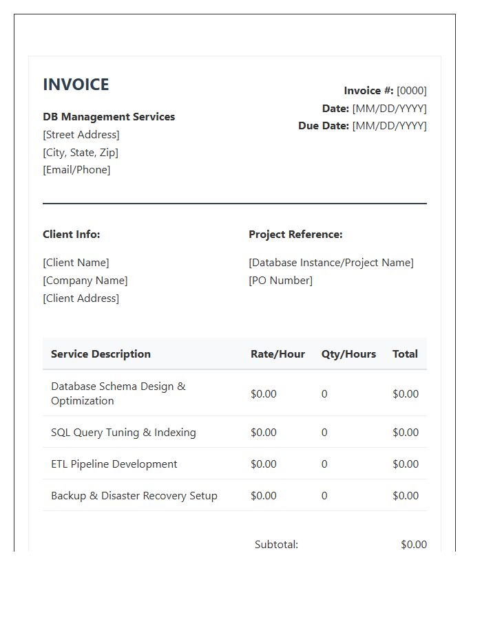Database Management Professional Invoice Template