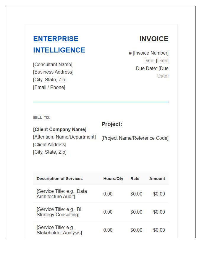 Enterprise Intelligence Consultant Professional Invoice Template