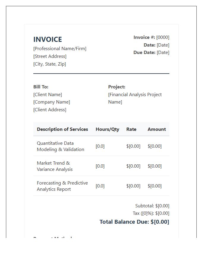 Financial Data Analysis Professional Invoice Template