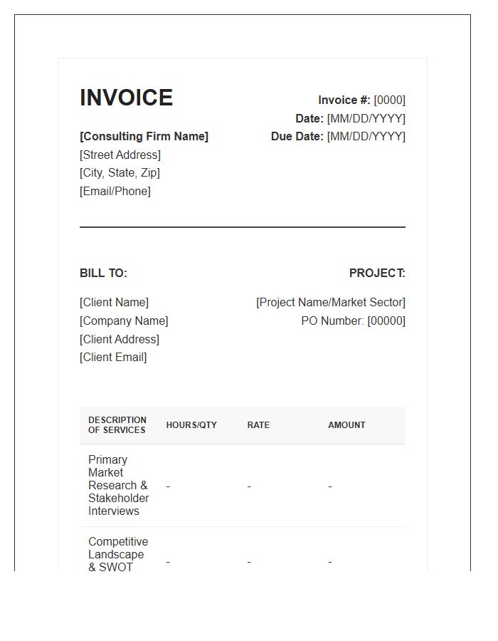 Market Analysis Consulting Professional Invoice Template