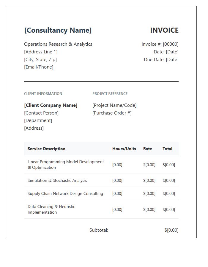 Operations Research Consulting Professional Invoice Template