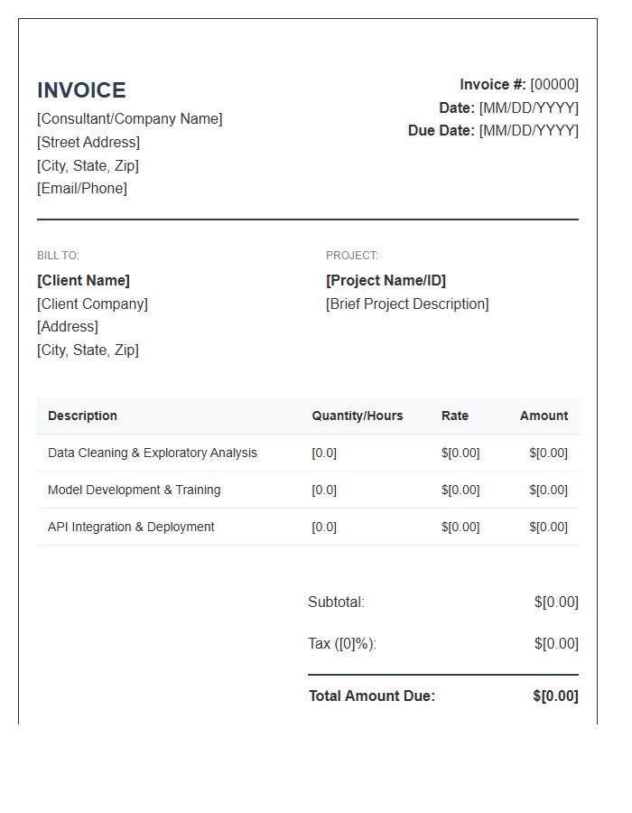 Professional Data Science Consulting Invoice Template