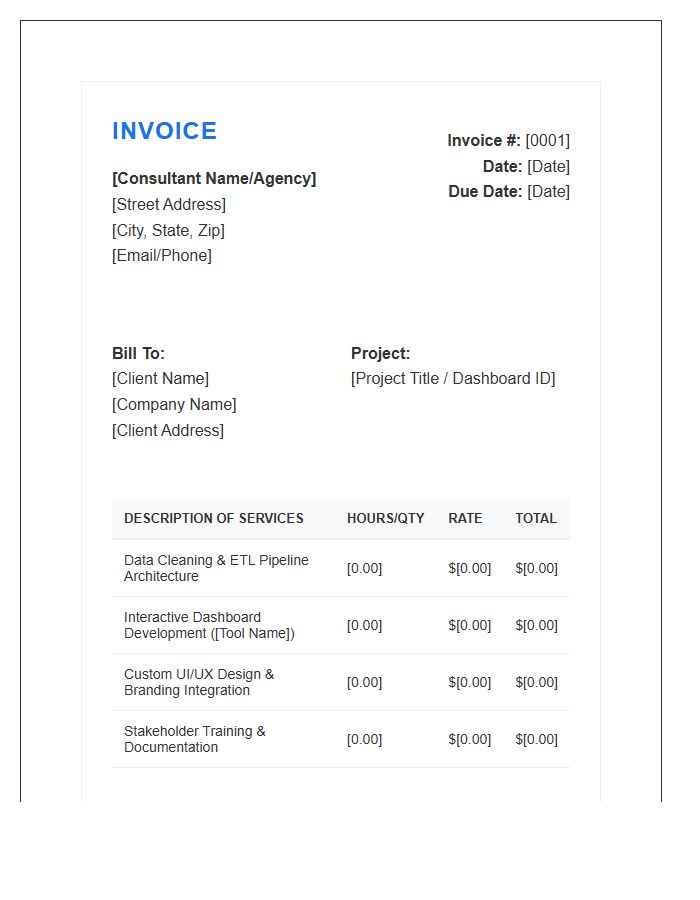 Professional Data Visualization Consulting Invoice Template
