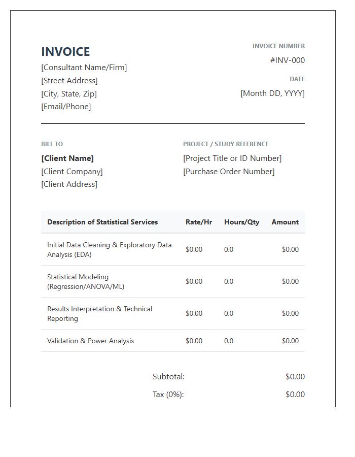 Professional Statistical Consultant Invoice Template
