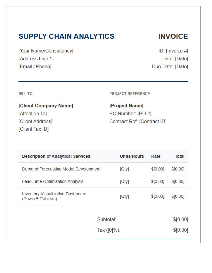 Supply Chain Analytics Professional Invoice Template