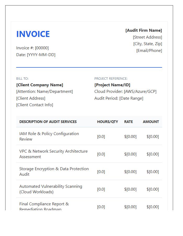 Cloud Infrastructure Security Audit Invoice Template