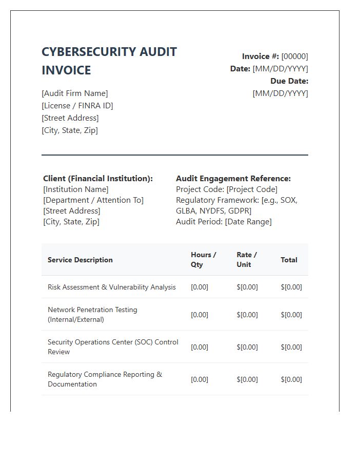Financial Sector Cybersecurity Audit Invoice Template
