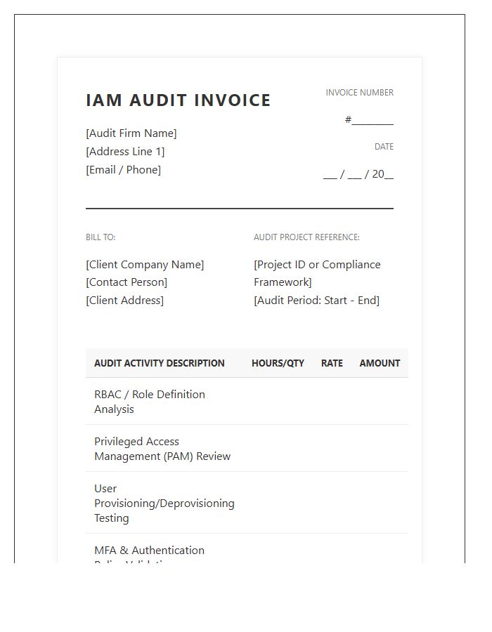 Identity Access Management Audit Invoice Template
