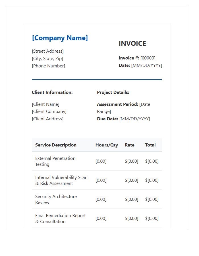 Network Security Assessment Invoice Template